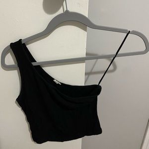 one shoulder mini tank by garage